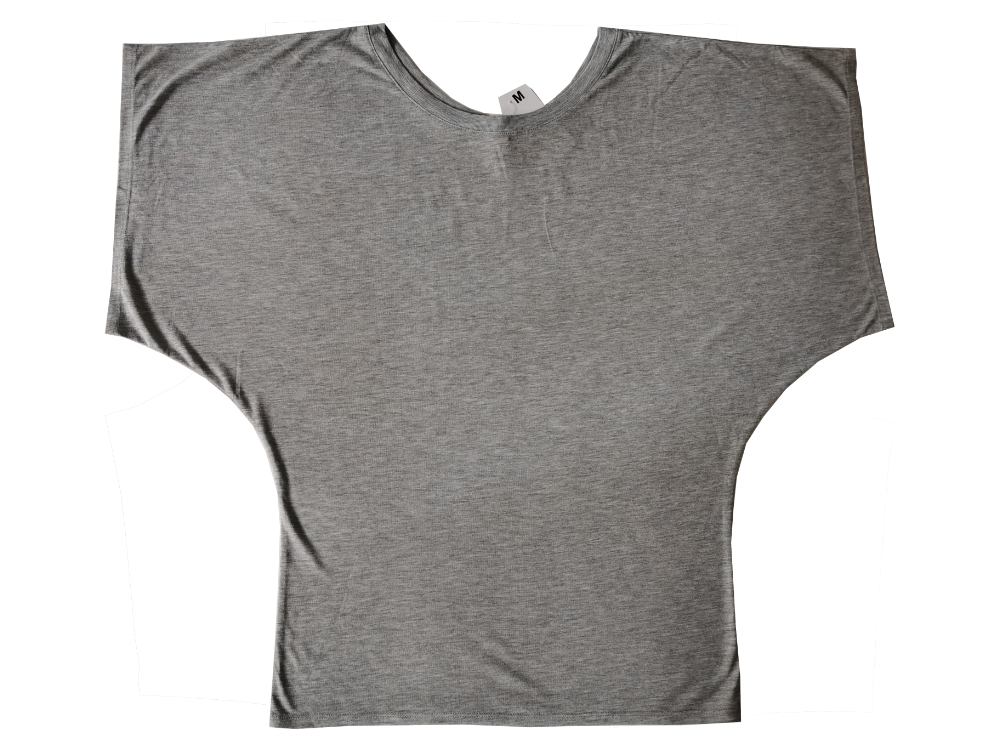 Damen T-Shirt mit Fledermausärmeln, grau