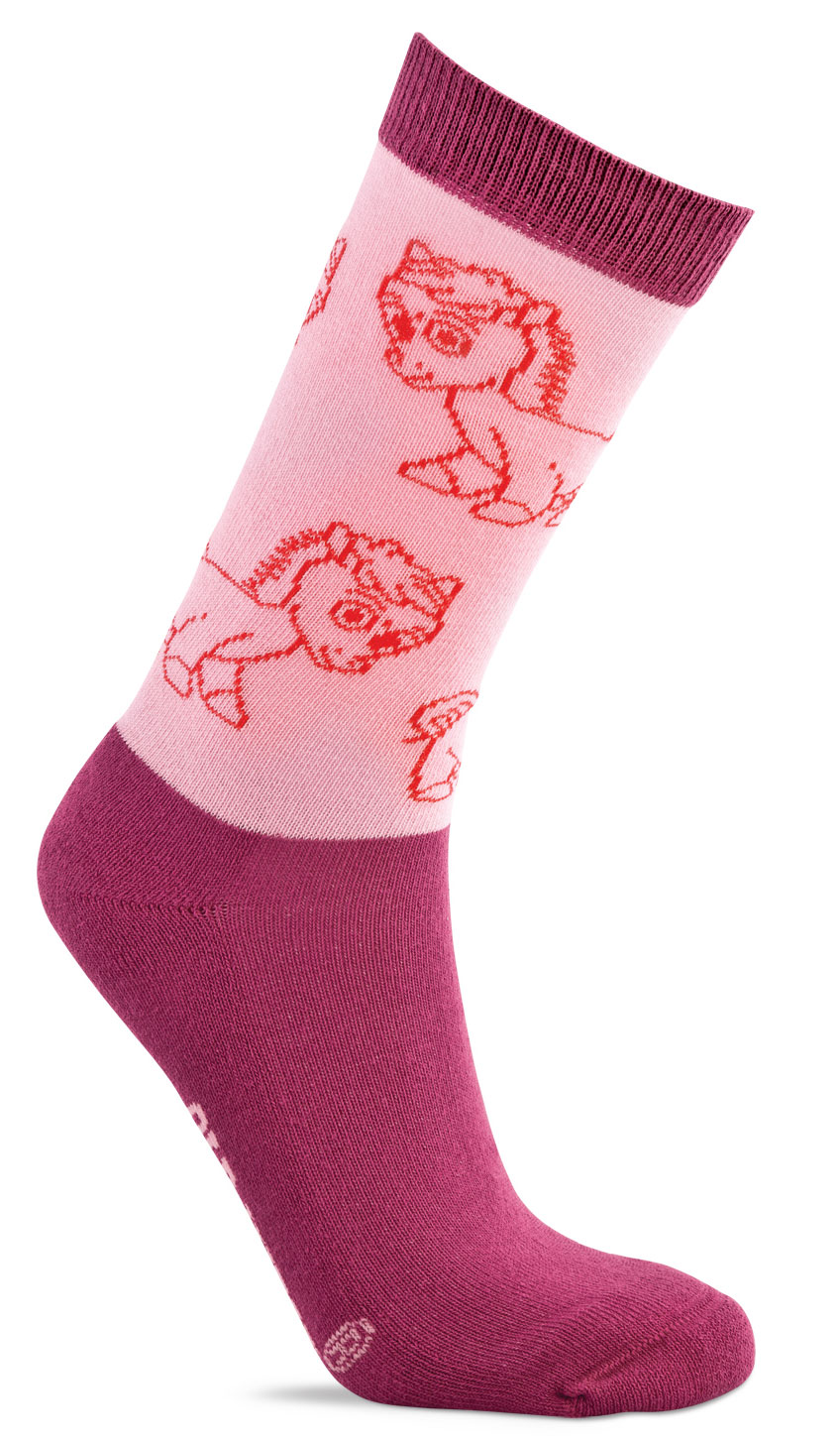 Riding knee socks for children with horse motif, pink
