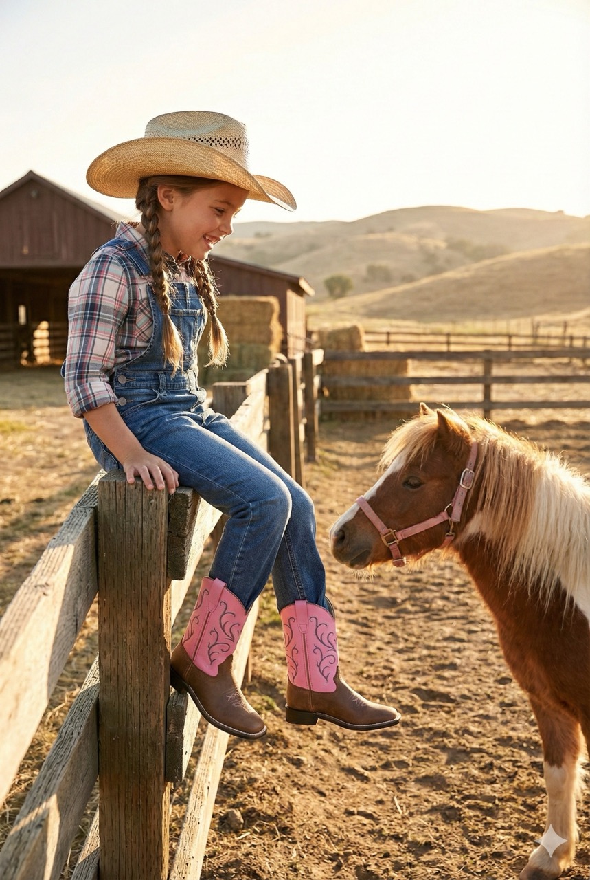 Cowboy boots for children BSC1869, brown-pink