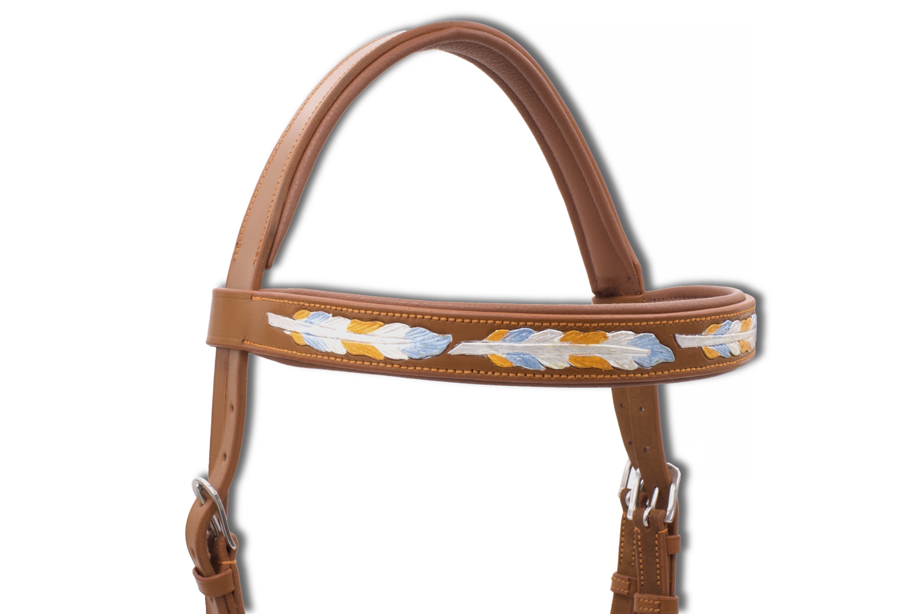 Sidepull super soft, anatomical, brown, with feather design, bitless riding