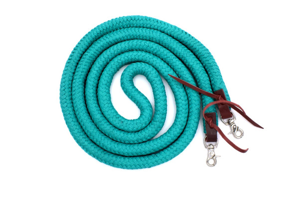 Closed cotton reins, length 3.1 metres, turquoise