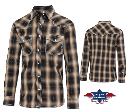 Western shirt TANNER men, brown-chequered