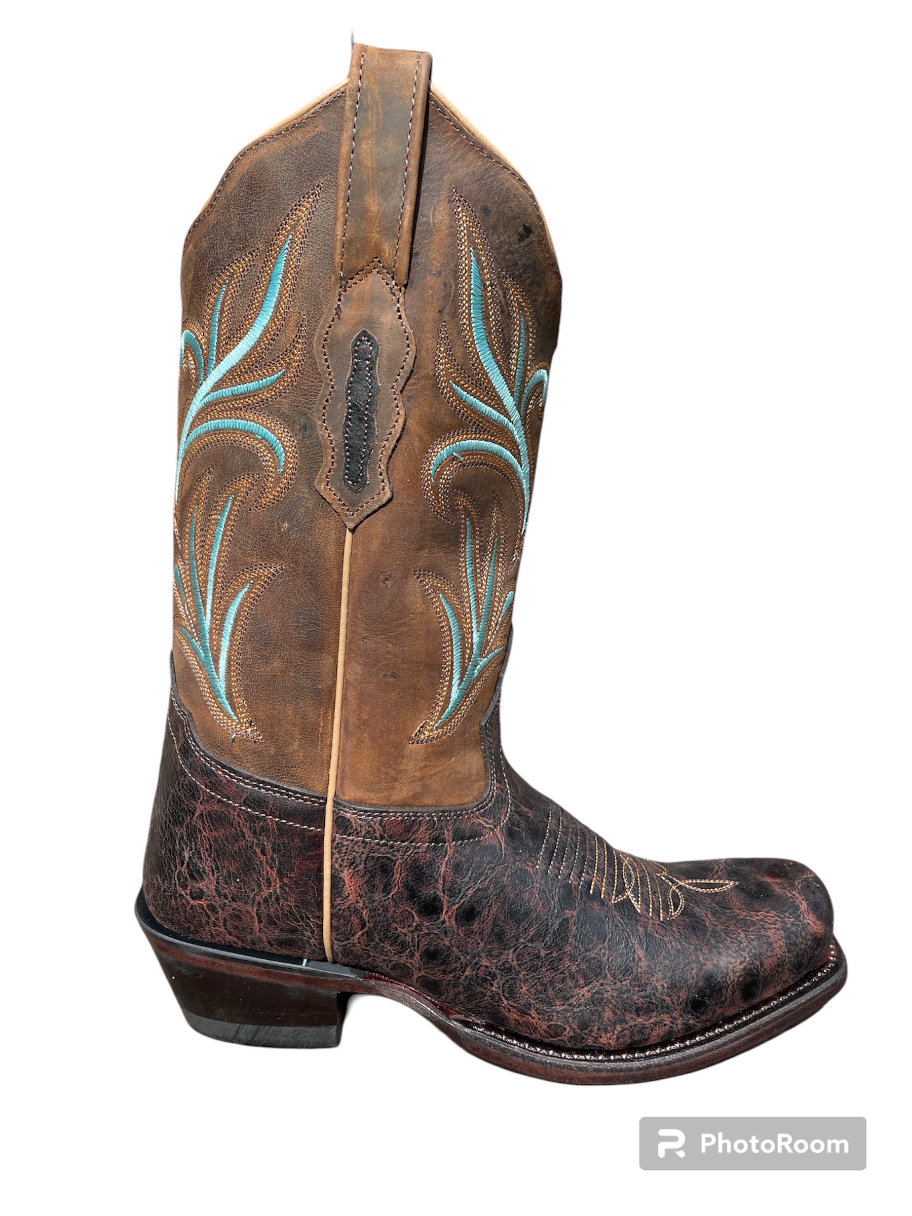 Cowboy boots ladies 18010E, brown, turquoise embroidery, B-WARE
