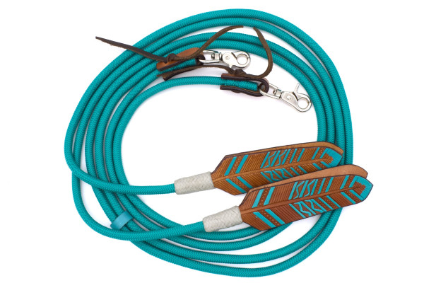 Western Nylonzügel geflochten mit Lederklatsche und austauschbaren Snaps, türkis