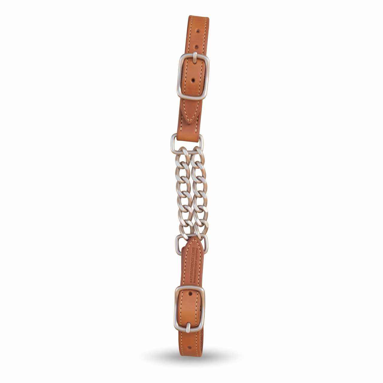 Kinnkette schmal doppelt, Leder, natur