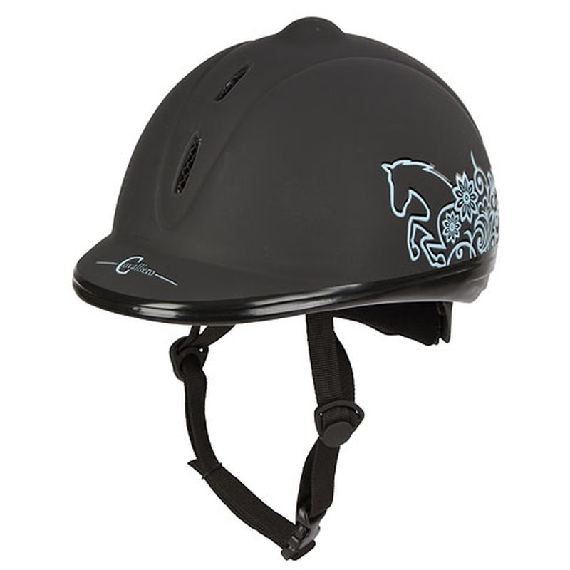 Riding helmet "Beauty" with floral design, black