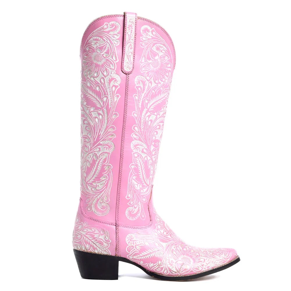 Myra Bag Valentina Trail Hand-Tooled Boots In Pink