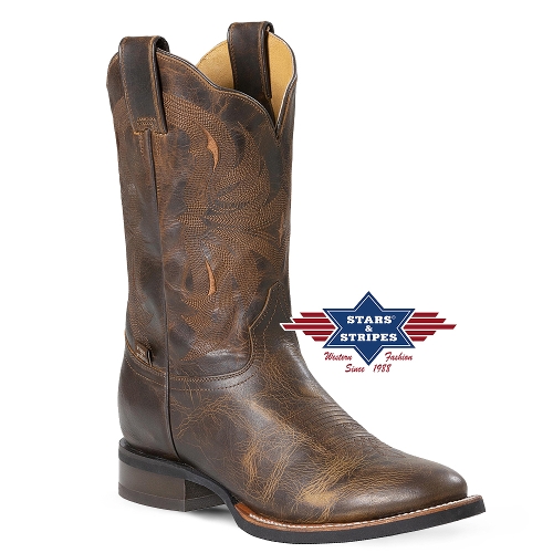 Western boot WB-59, brown w. embroidery