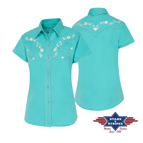 Western blouse AVERY, turquoise