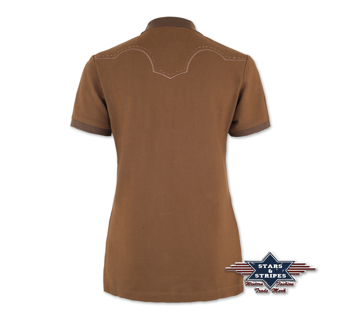 Western shirt LEAH, ladies polo shirt, brown