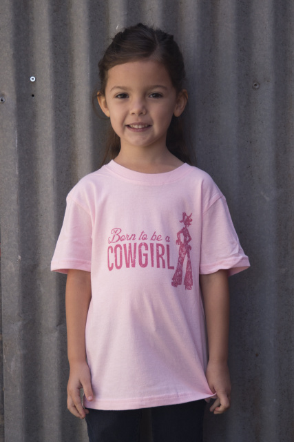 Girls T-shirt "Born to be a Cowgirl" Pink