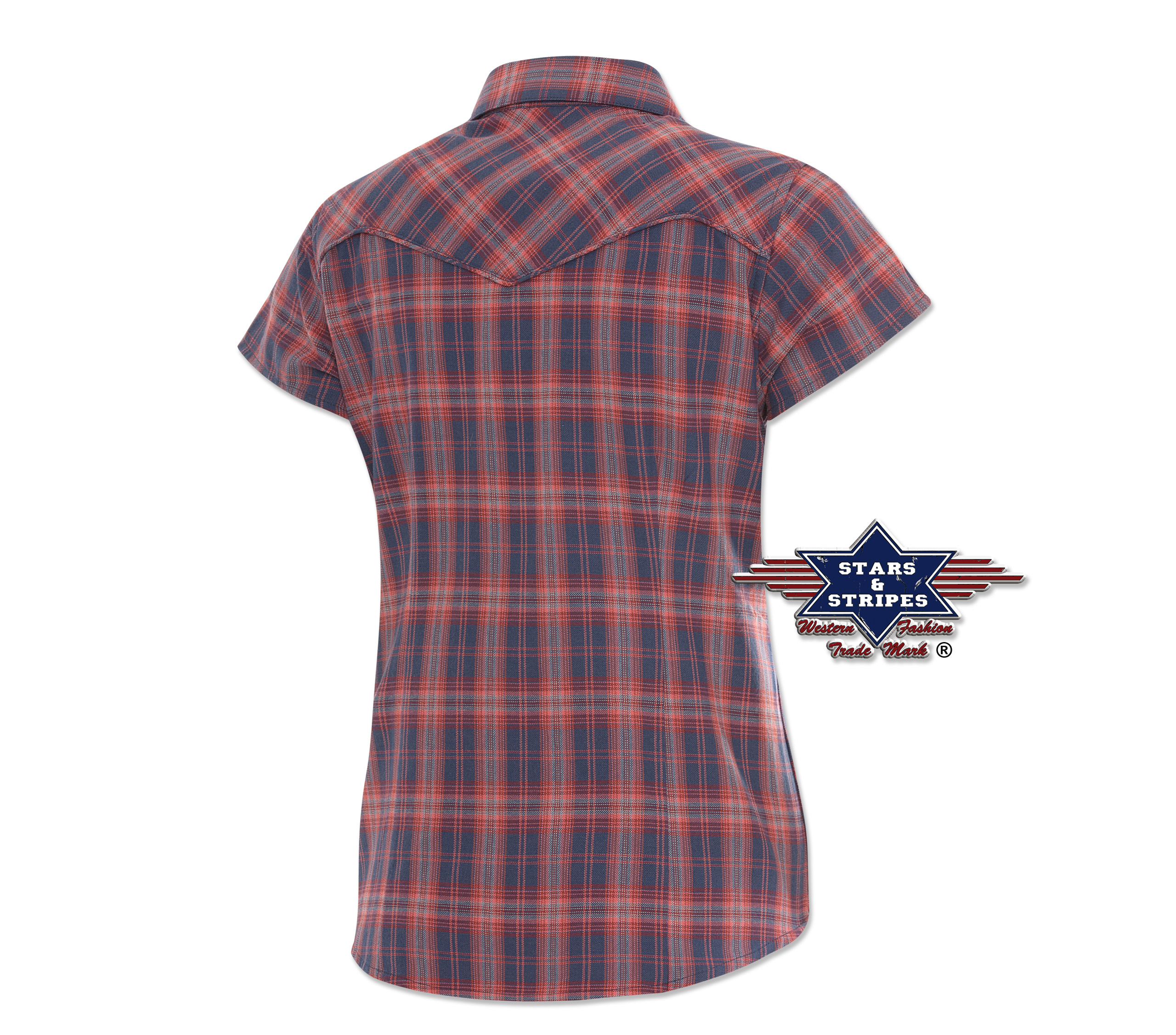 Western blouse SEDONA ladies, blue-checked