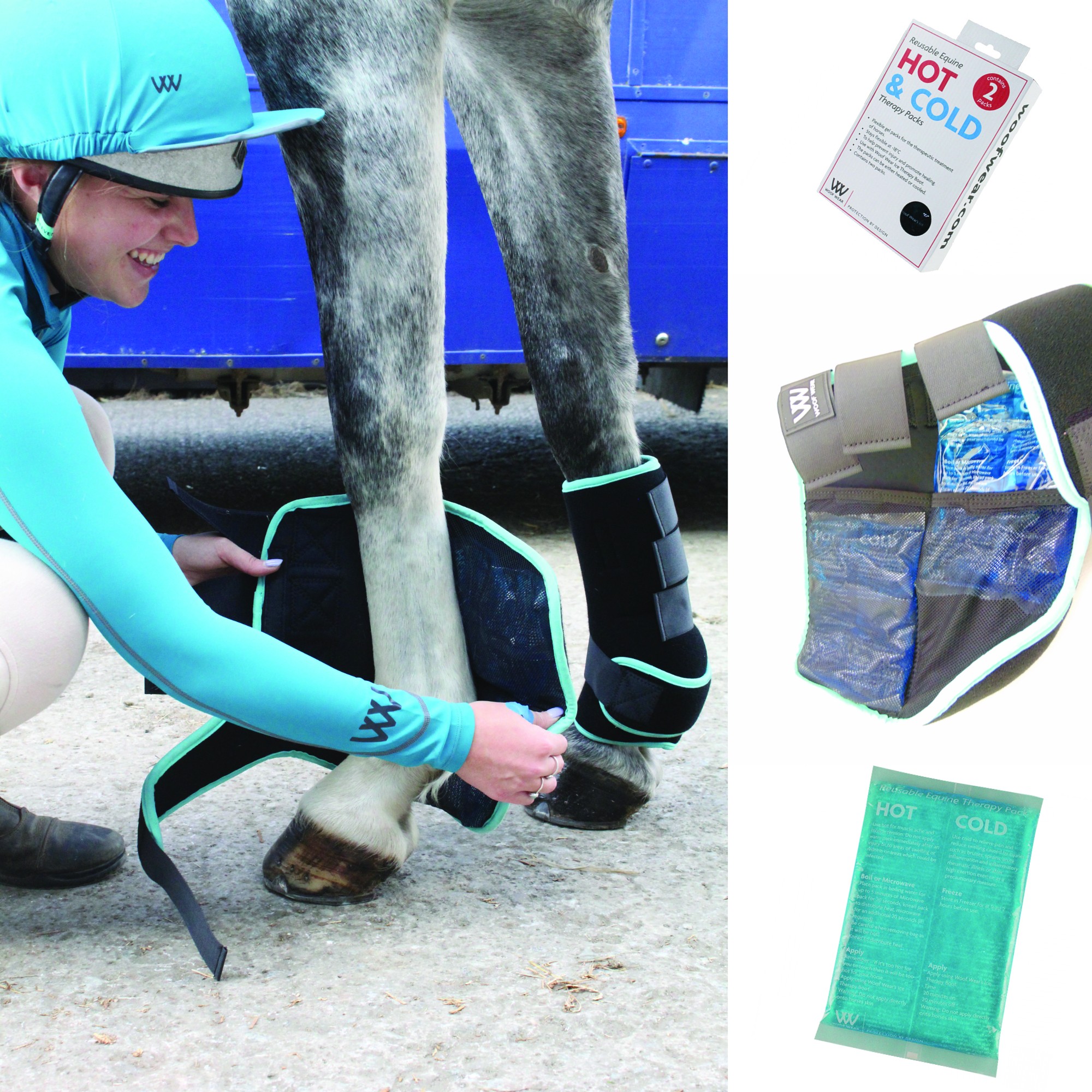Cooling gaiters incl. therapy packs.