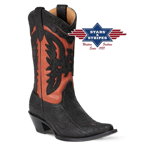 Dámské westernové boty WBL-68, černo-červené