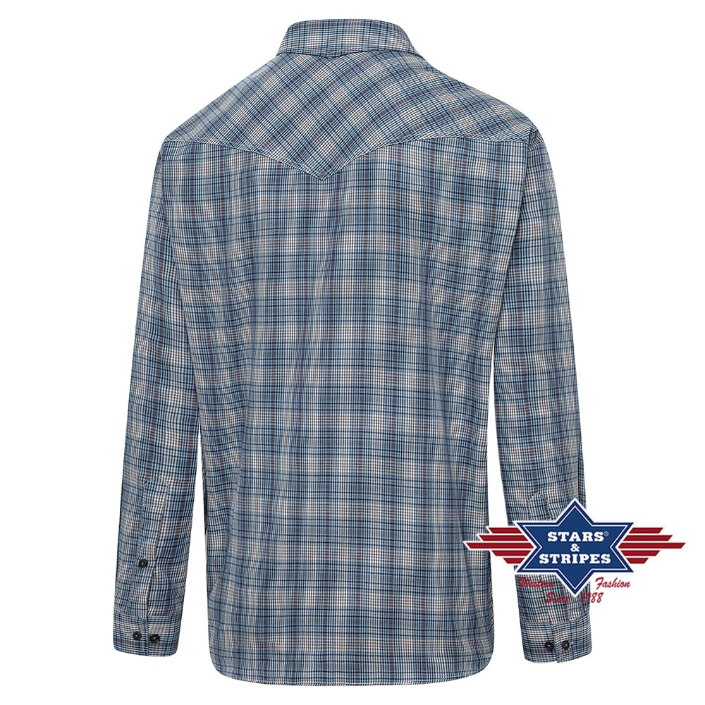 Western shirt Y-02, blue-grey checked