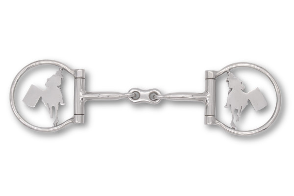 Westerngebiss D-Ring Wassertrense doppelt gebrochen mit Barrel-Racing-Motiv 12,5 cm