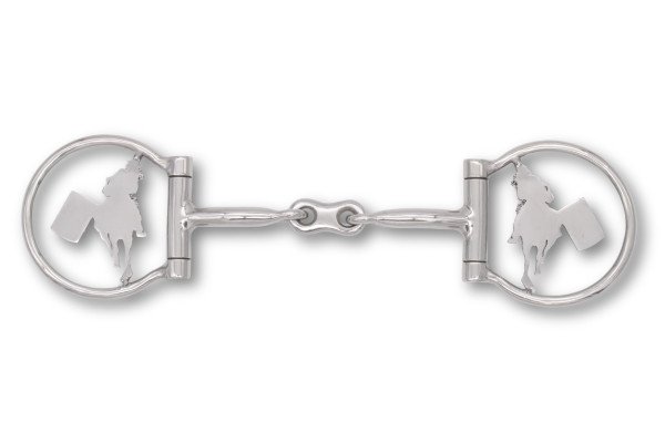 Westerngebiss D-Ring Wassertrense doppelt gebrochen mit Barrel-Racing-Motiv 12,5 cm