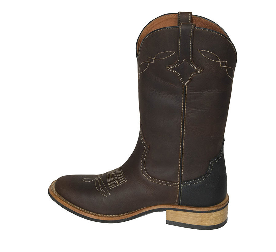 Oiled calfskin cowboy boots, dark brown