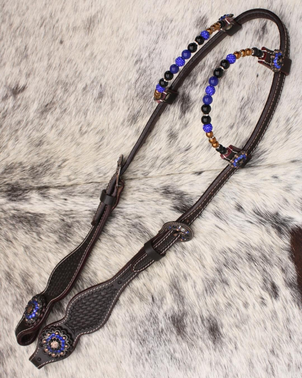 Zweiohr Show Westerntrense royalblau mit Perlen-Earloops