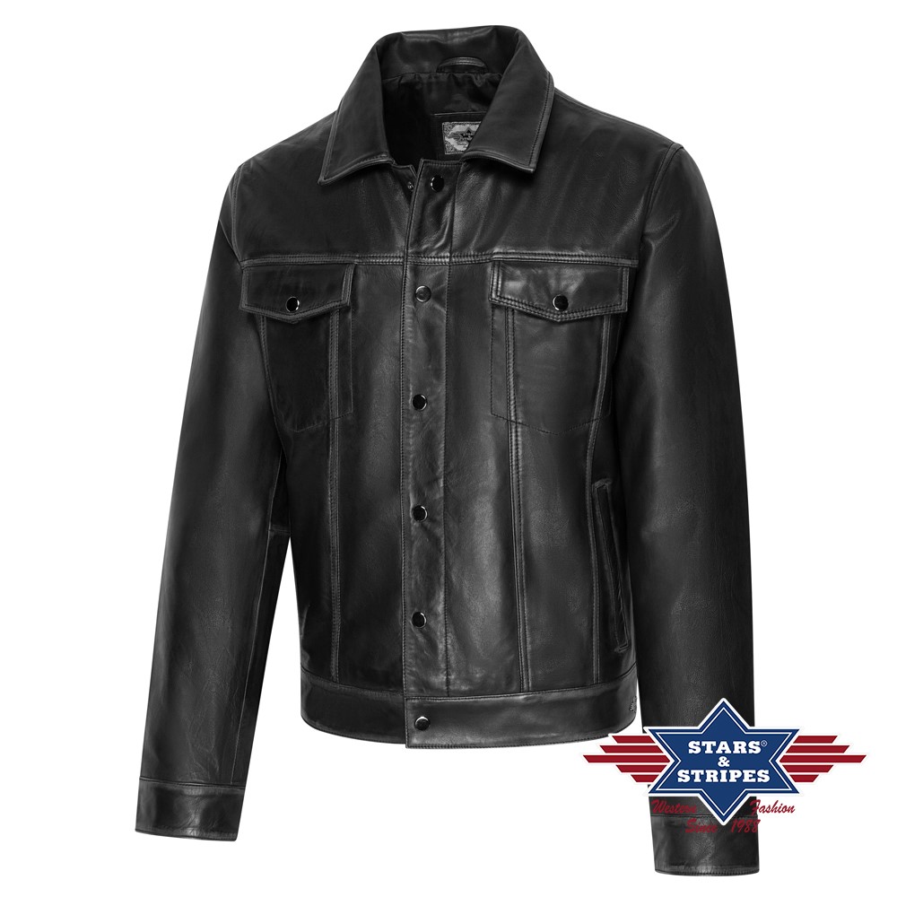 Western leather jacket CEDRIC, black