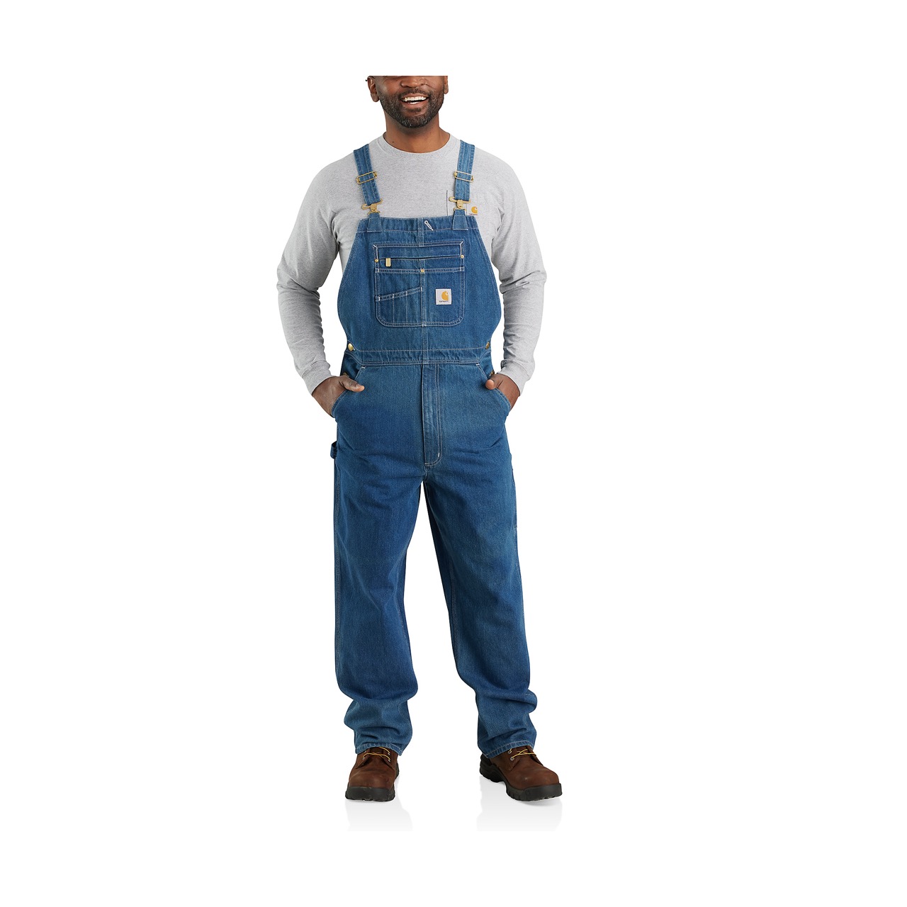 Loose fit denim dungarees