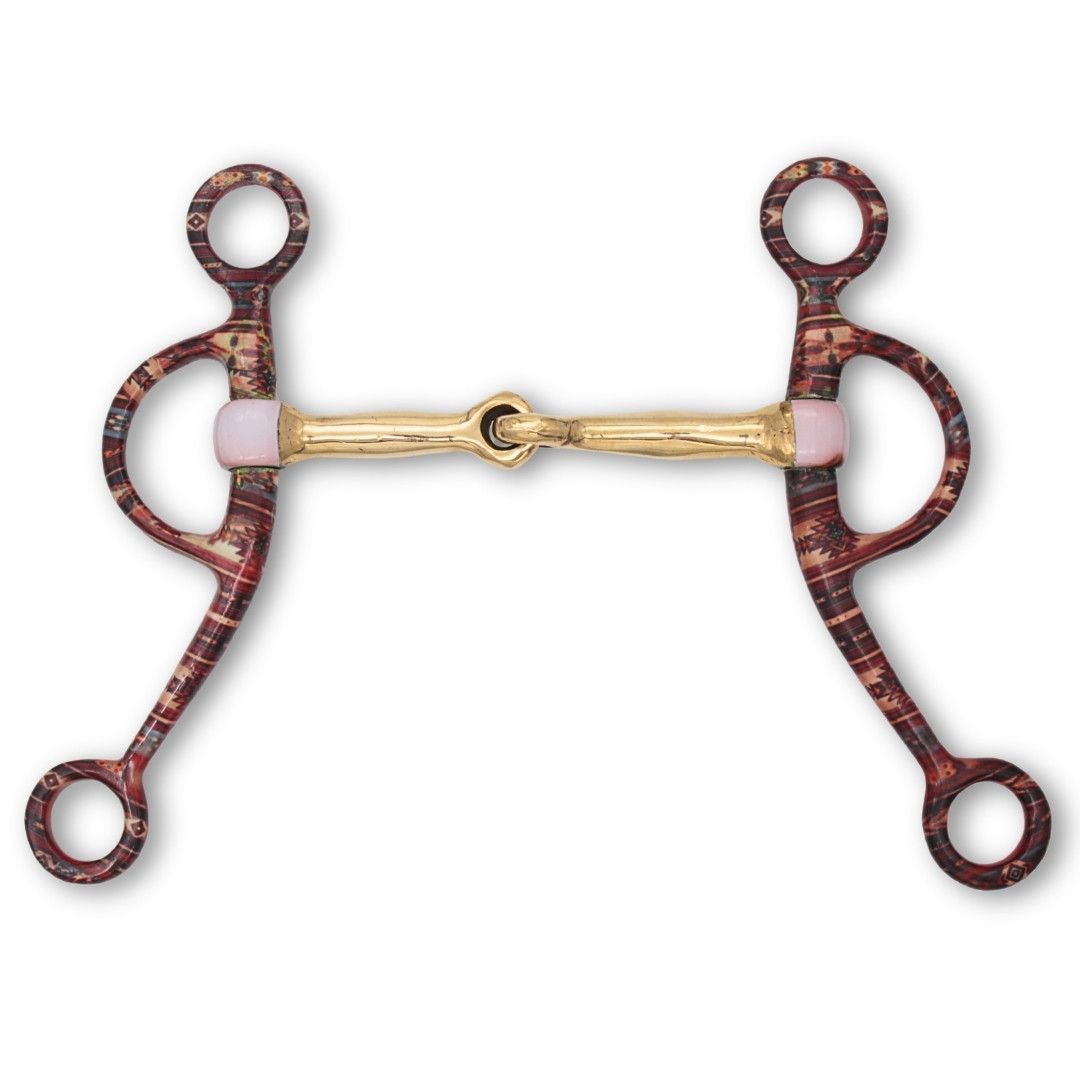 Argentinian snaffle bit with shanks and Indian design, single jointed, 12.5 cm