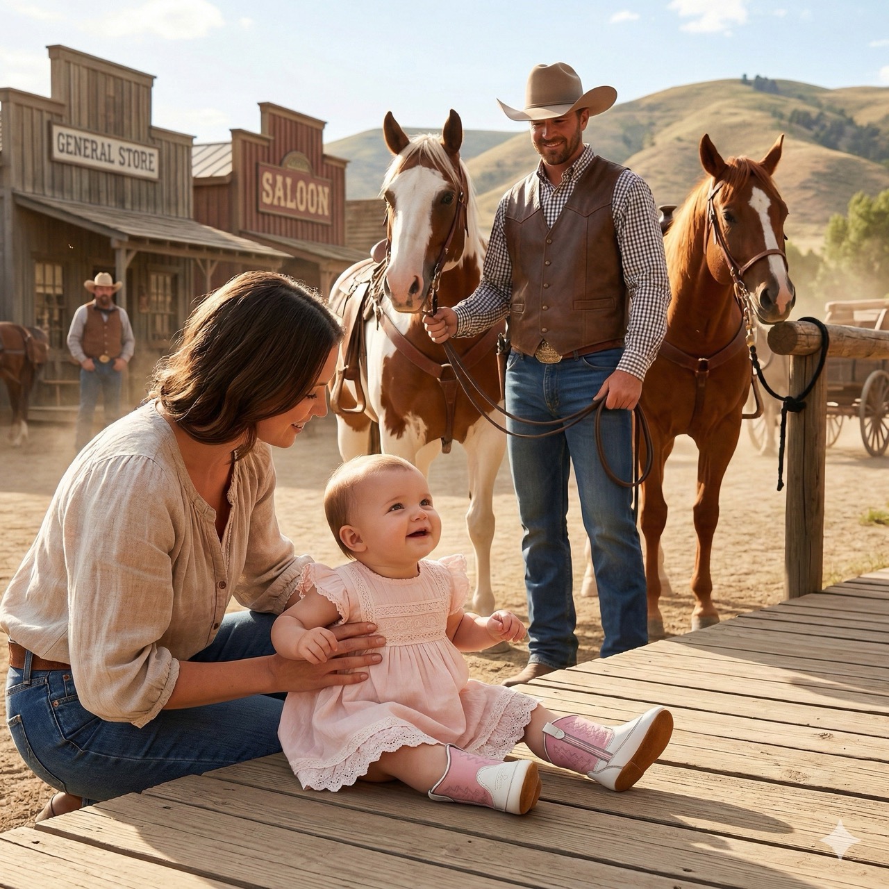 Cowboy boots for babies 10056 Daisy, white/pink