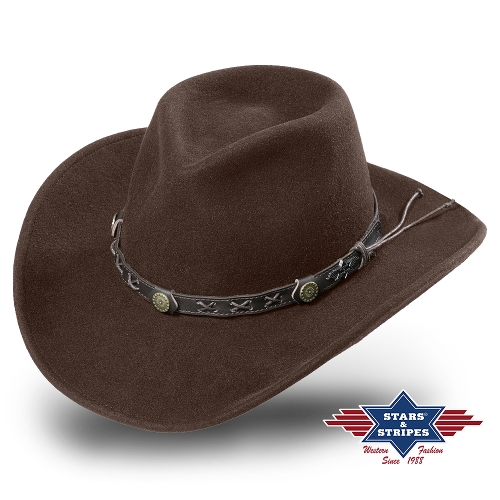 Kovbojský klobouk Westernový klobouk WALKER hnědý