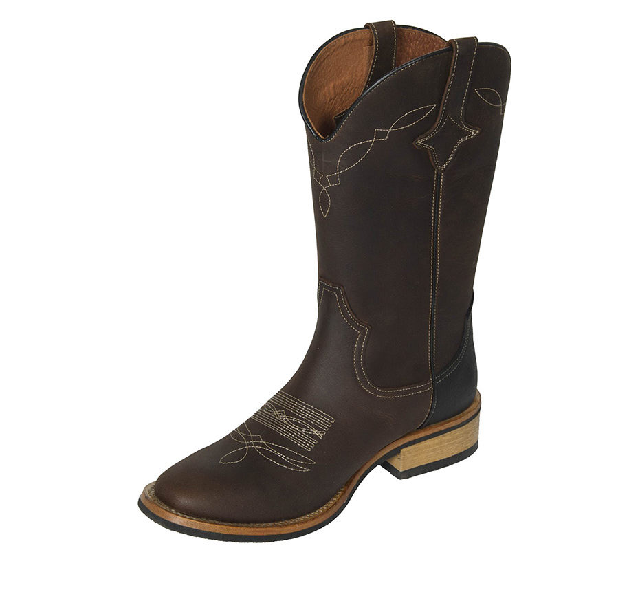 Oiled calfskin cowboy boots, dark brown