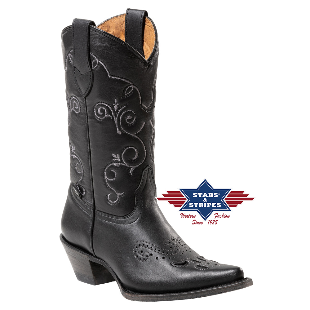 Cowboy boots ladies WBL-29, black w. embroidery