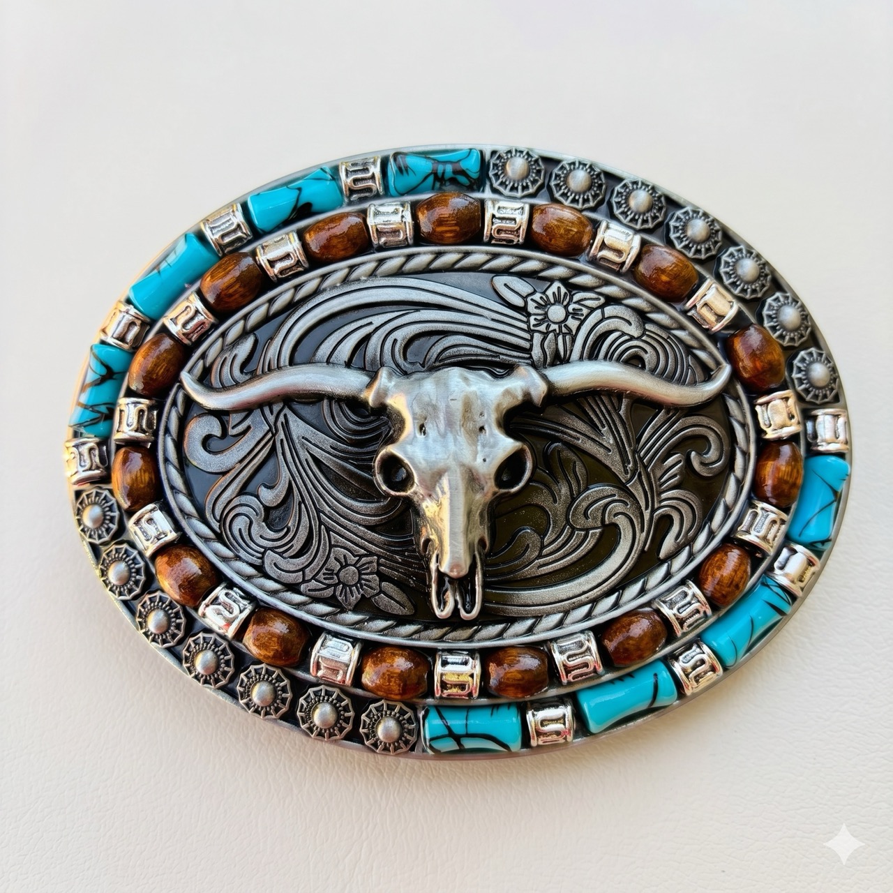 Western Buckle Longhorn with turquoise