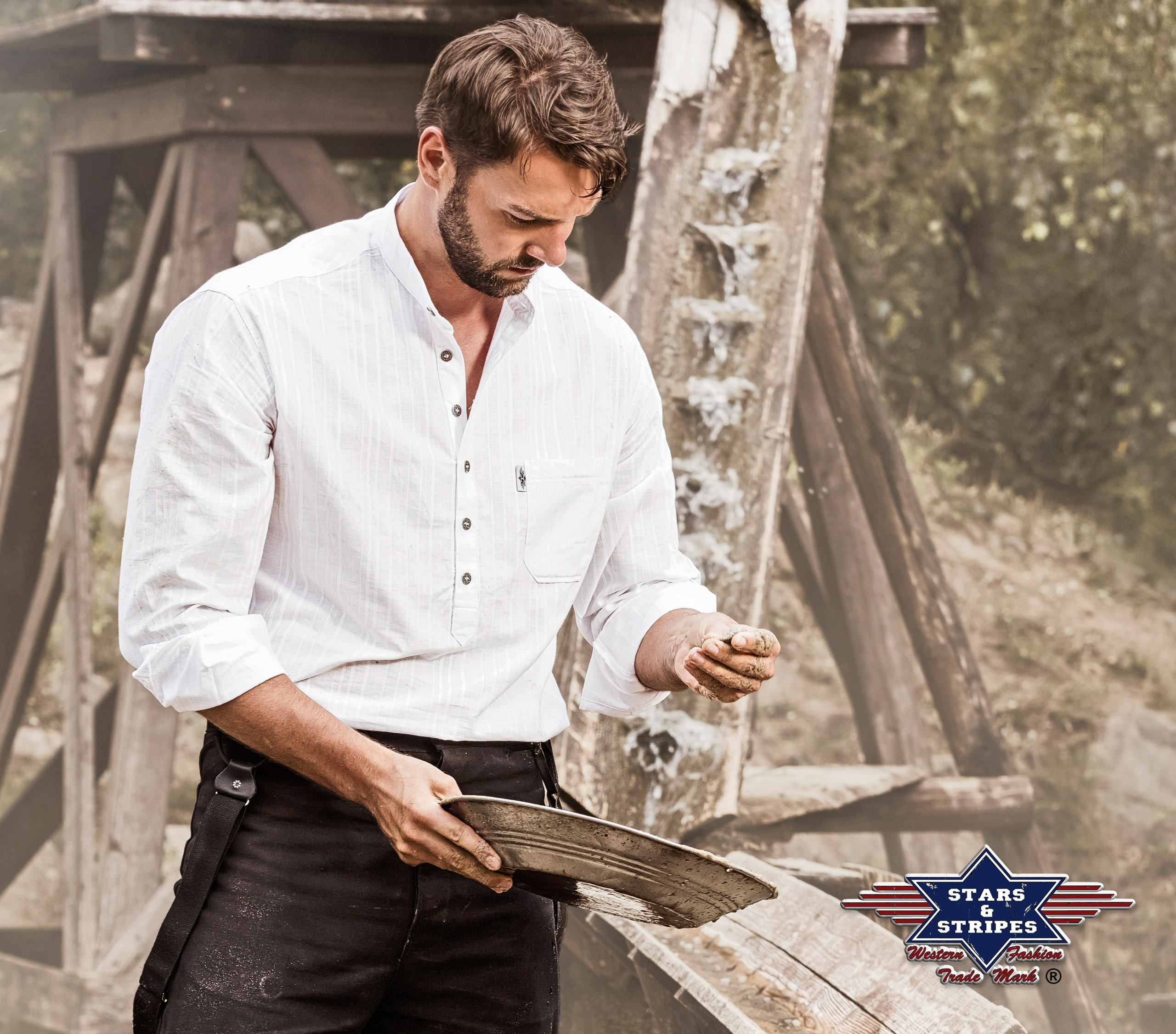 Westernhemd FARMER Herren, weiß