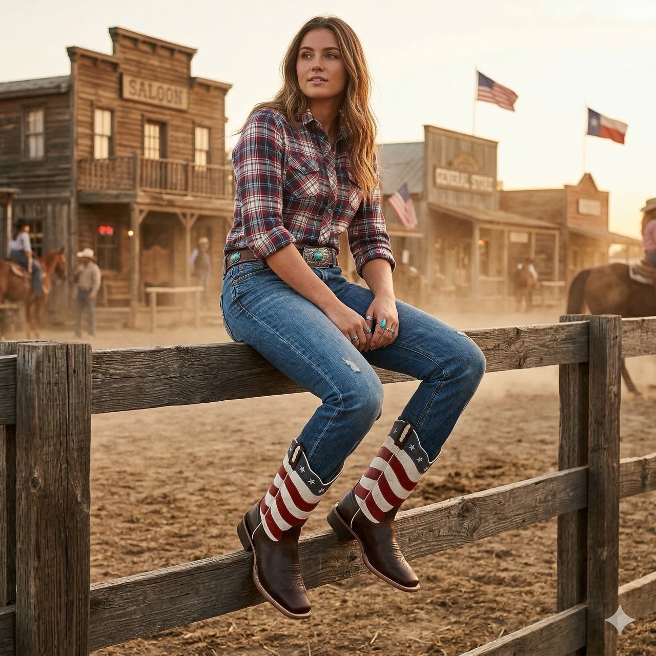 Cowboy boots ladies 18116E, US flag