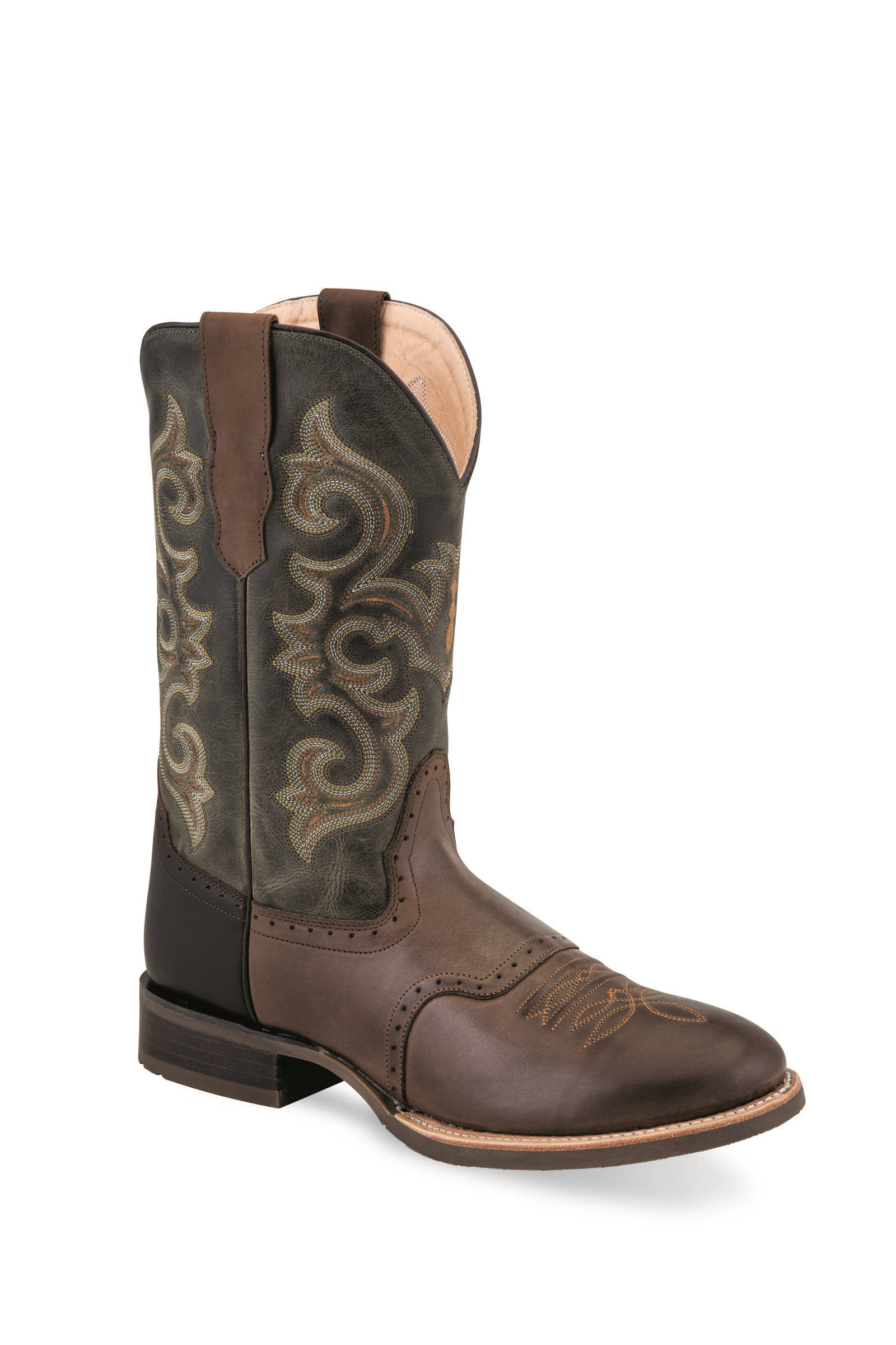 Cowboy boots men 5703, brown-dark green