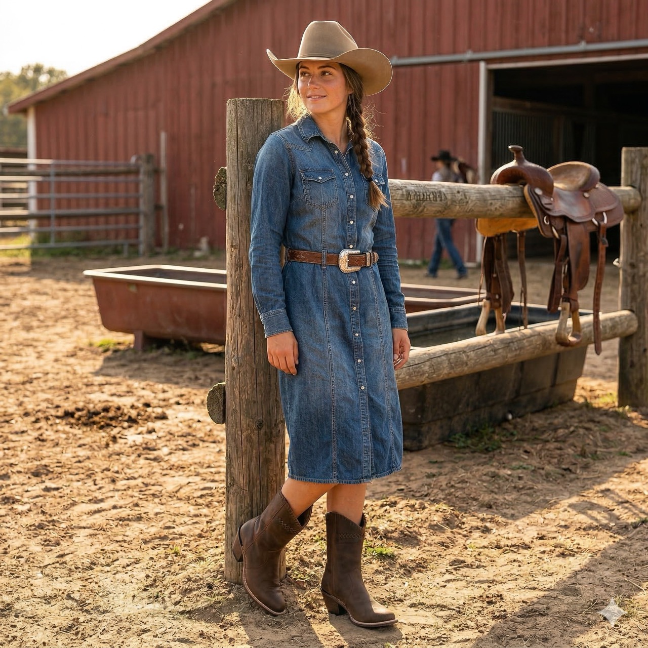 Dámské kovbojské boty střední výšky, hnědé