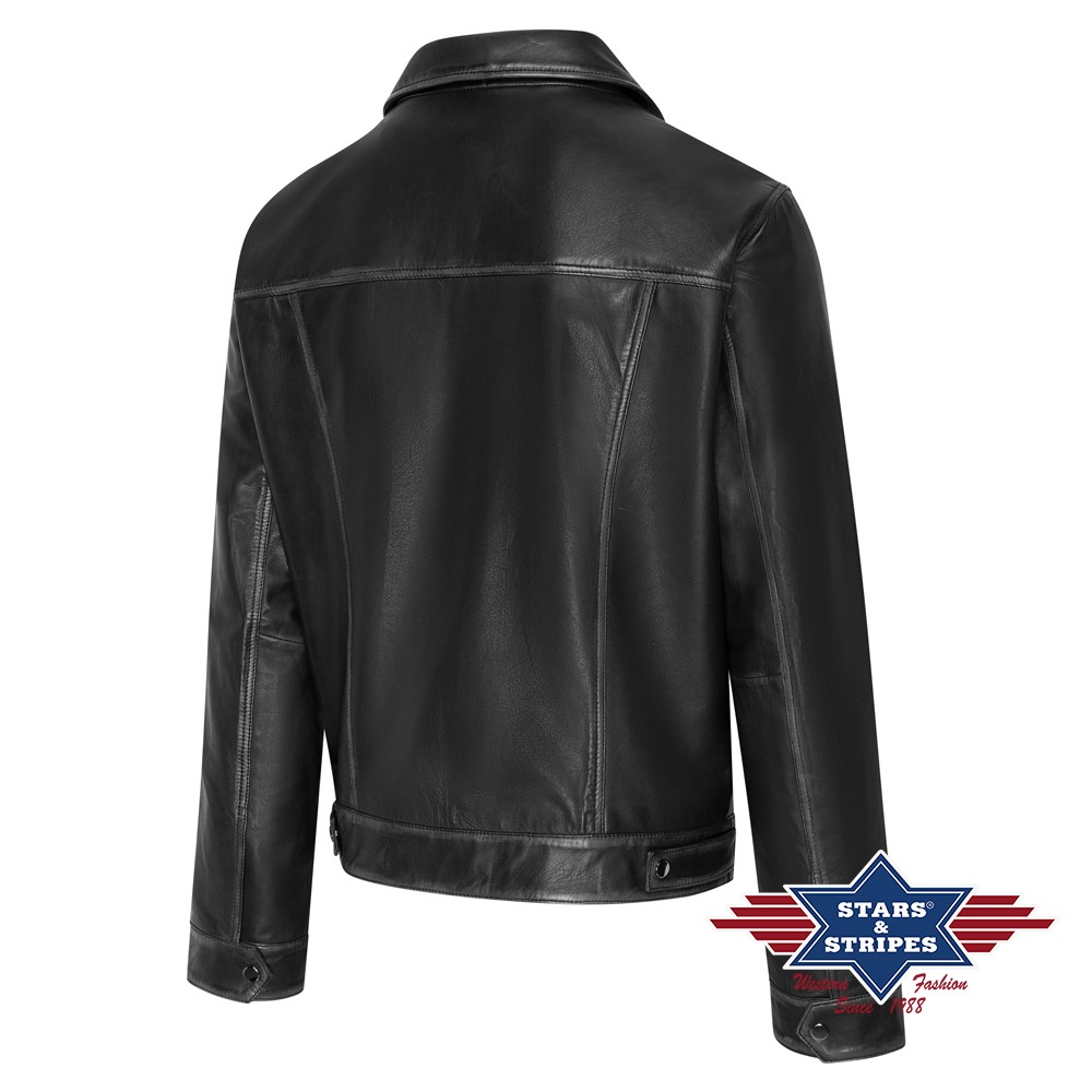 Western leather jacket CEDRIC, black