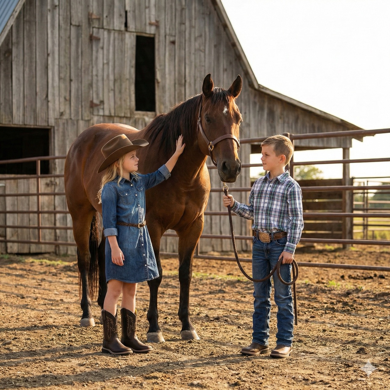 Cowboy boots for children BSC1889, red-brown