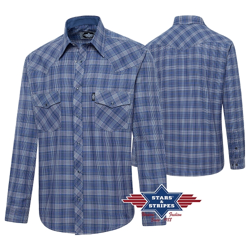 Western shirt Y-03, dark blue checkered