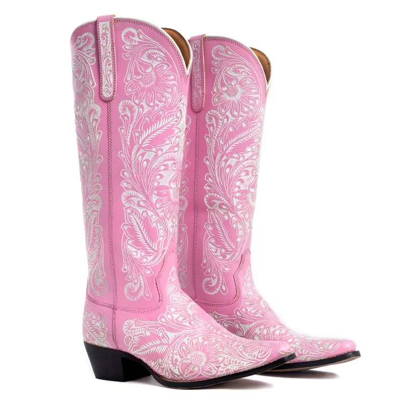 Myra Bag Valentina Trail Hand-Tooled Boots In Pink
