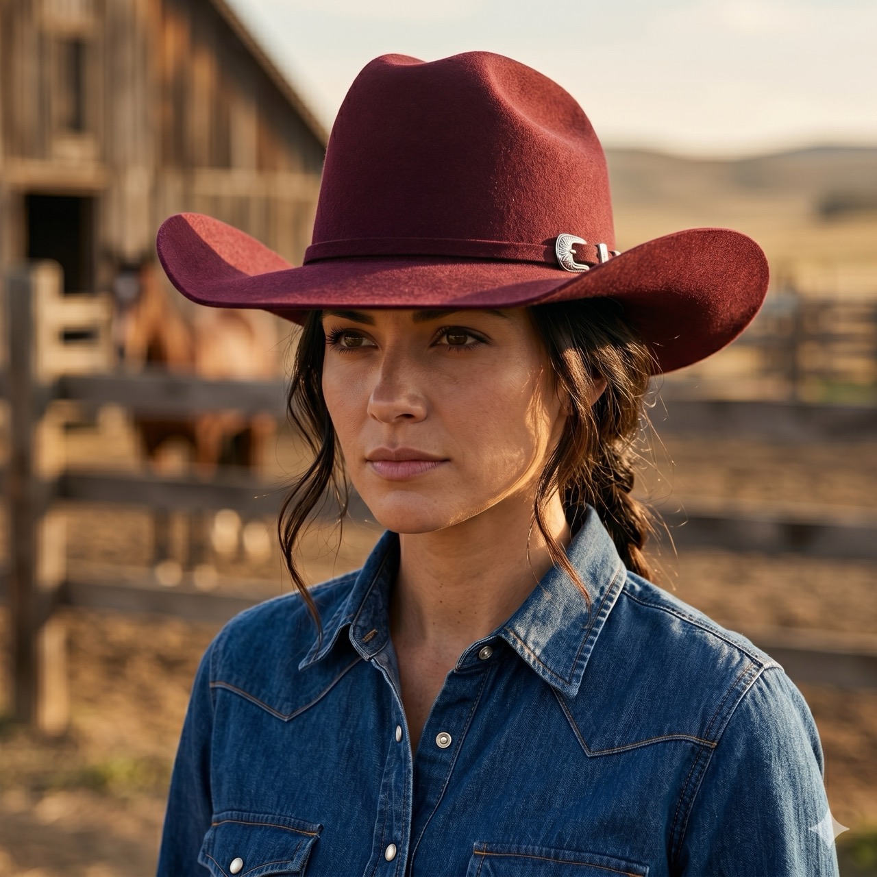Cowboyhoed, westernhoed, WYOMING, bordeauxrood