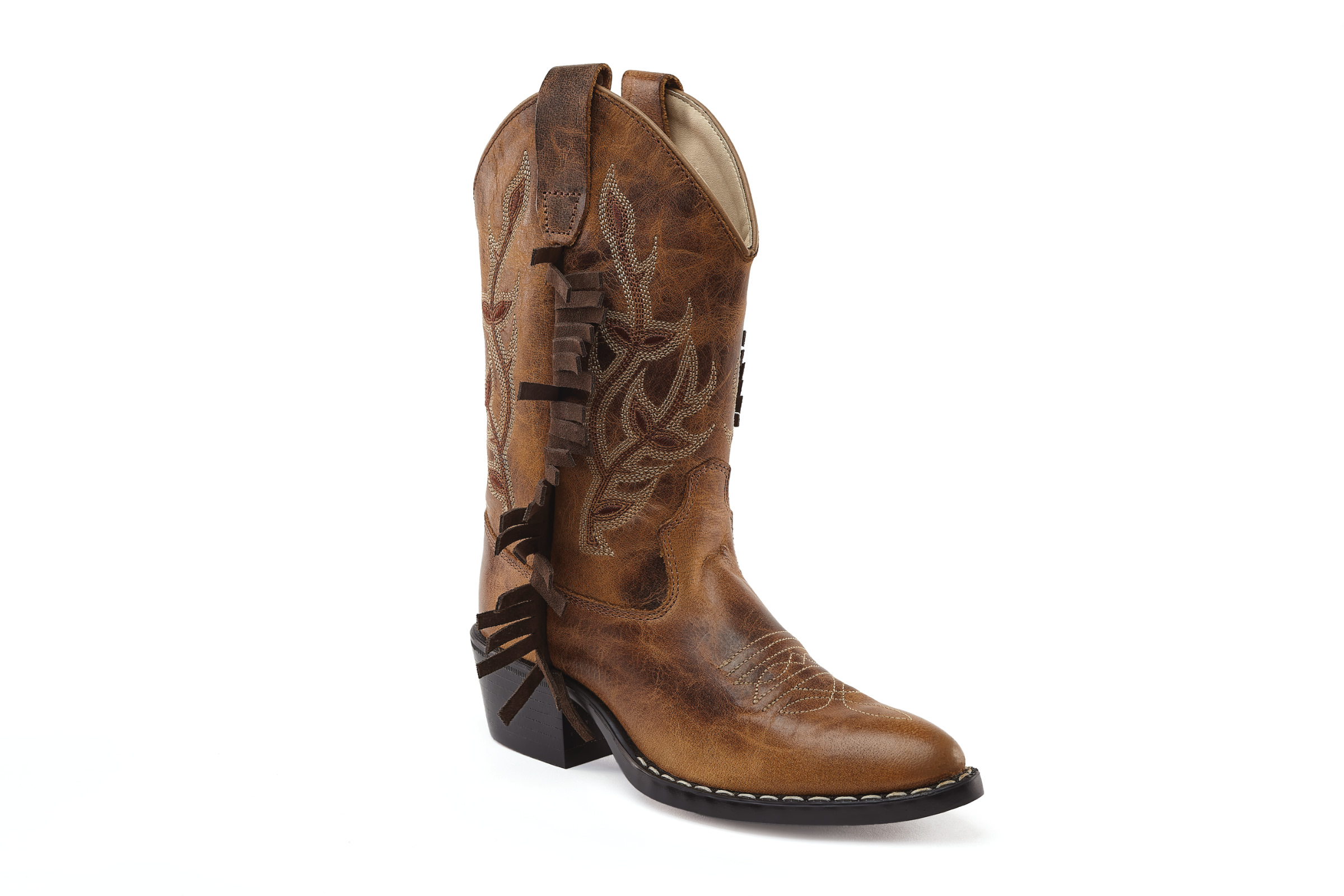 Cowboy boots for children 8199 Frisco with fringes, brown