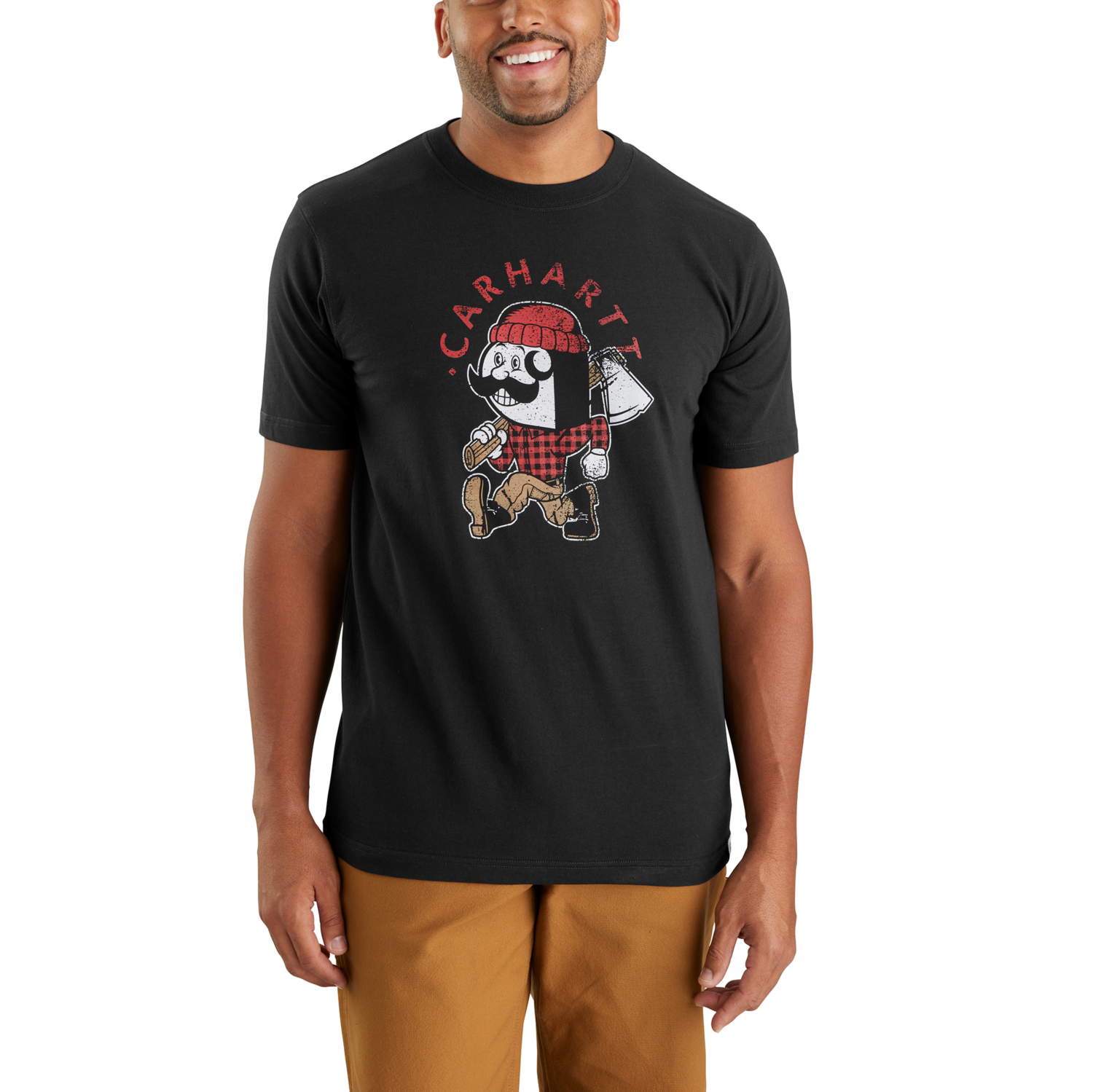 Short-sleeved T-shirt with lumberjack graphic