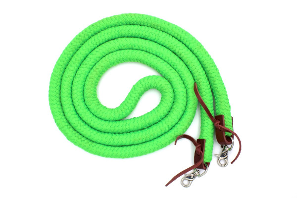 Closed cotton reins, length 3.1 metres, green