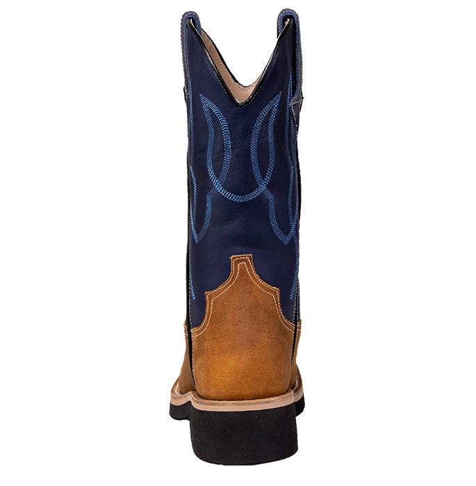 Oiled calfskin cowboy boots, brown/blue