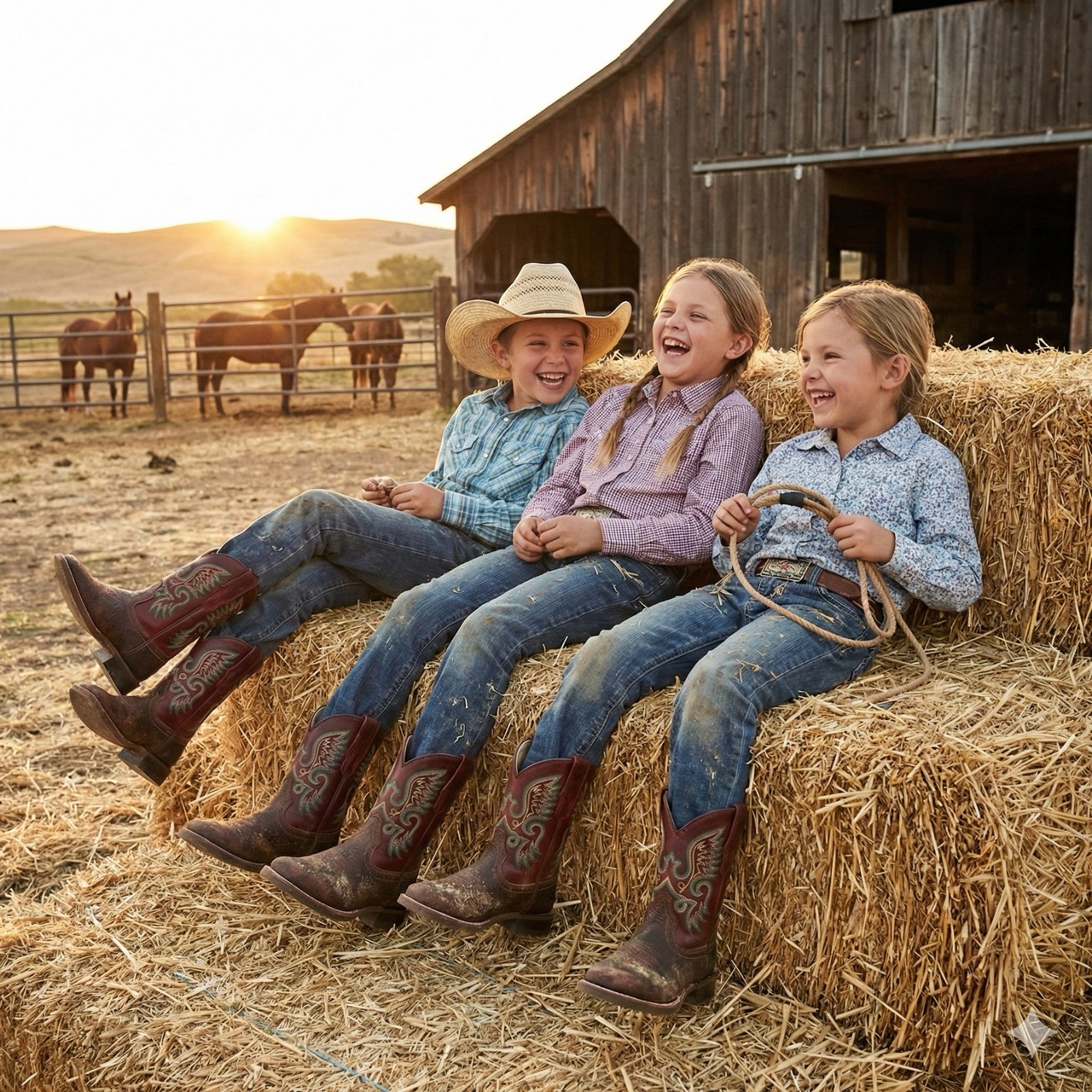 Cowboy boots for children BRC2005, brown-red