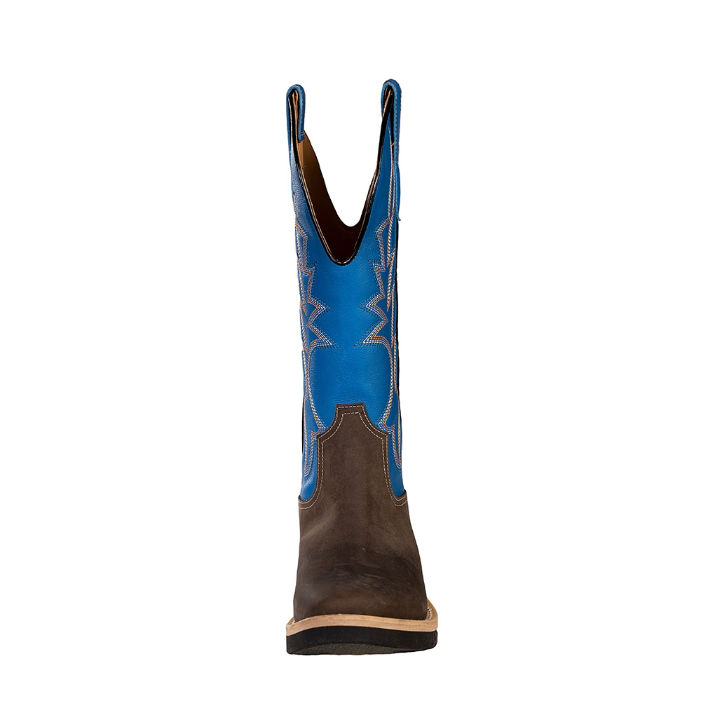 Kovbojské boty z naolejované telecí kůže, hnědé s modrou střenkou
