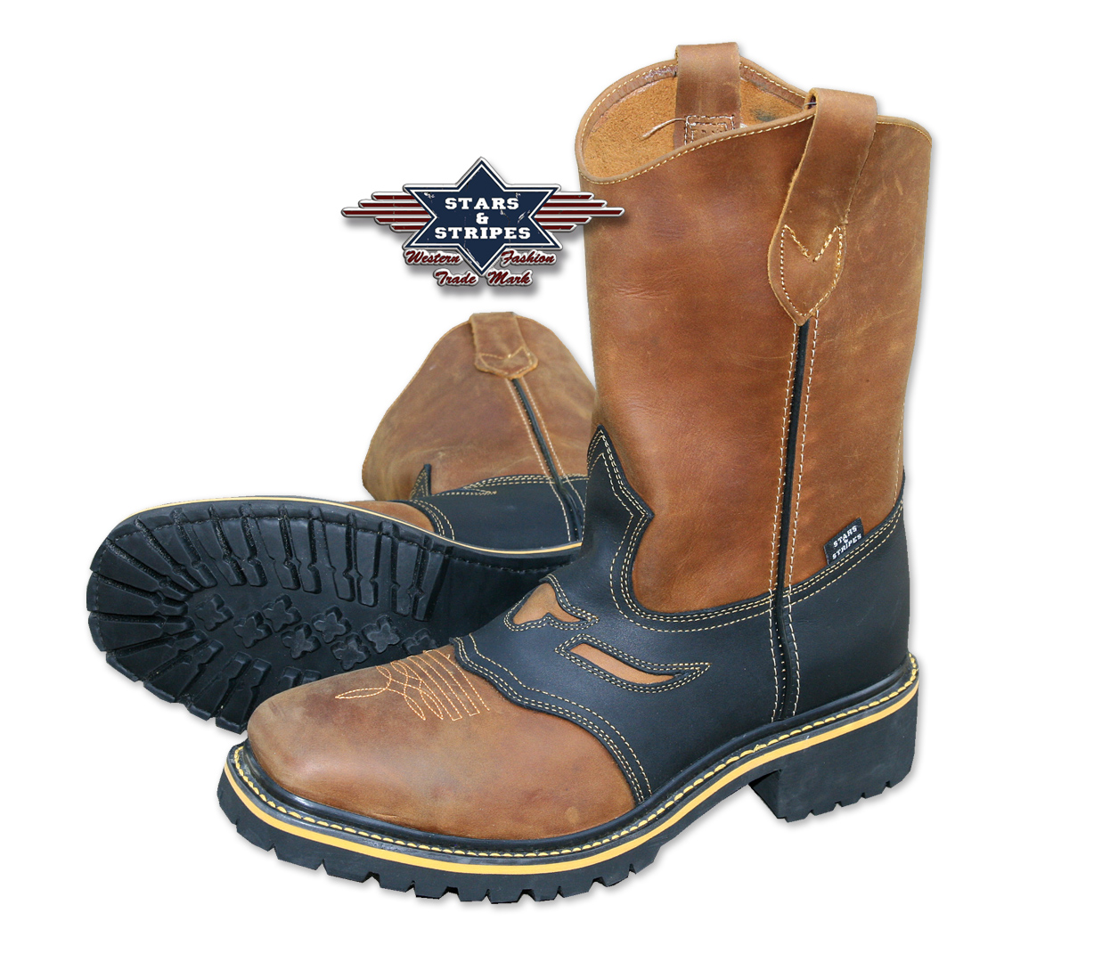 Cowboy boots with steel toe cap