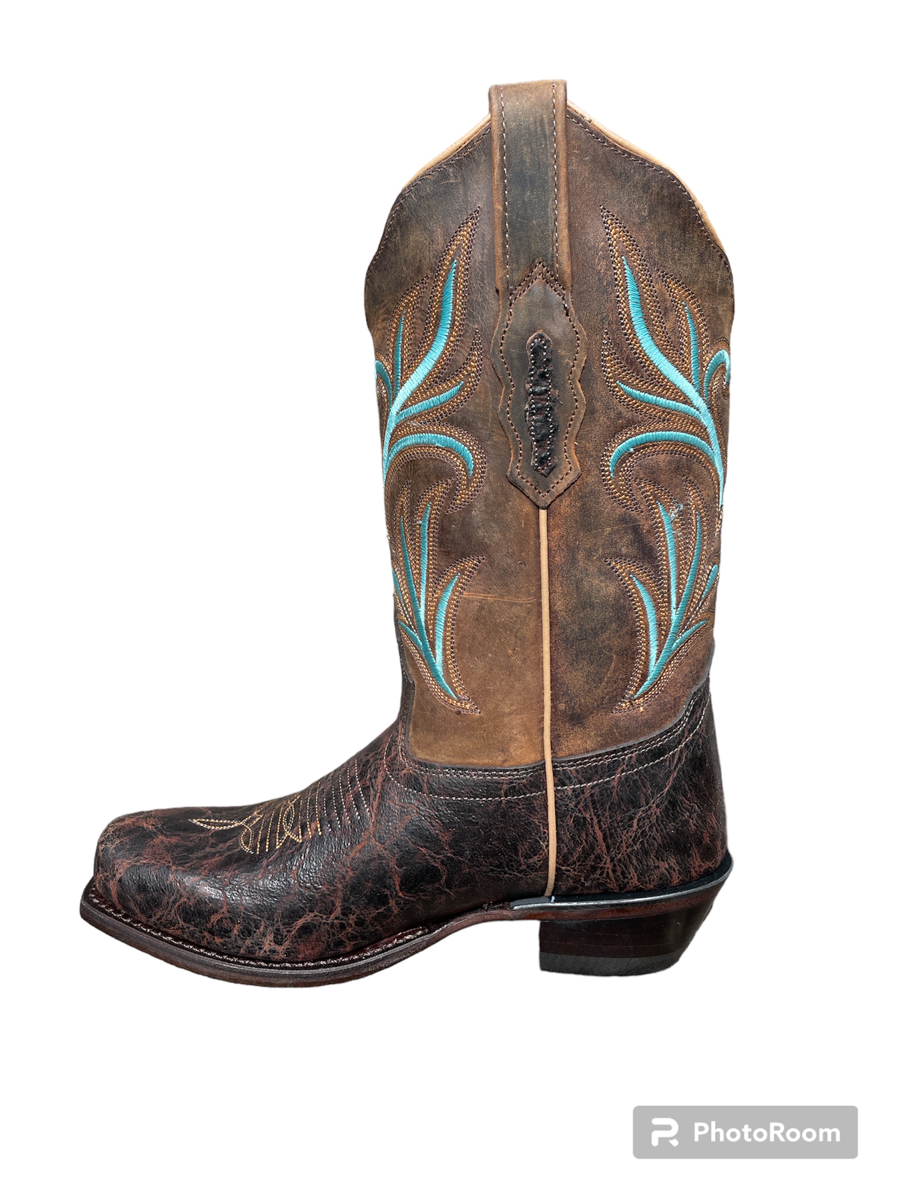 Cowboy boots ladies 18010E, brown, turquoise embroidery, B-WARE