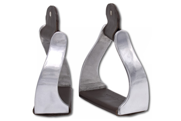 Twisted western stirrups aluminium with dark brown leather