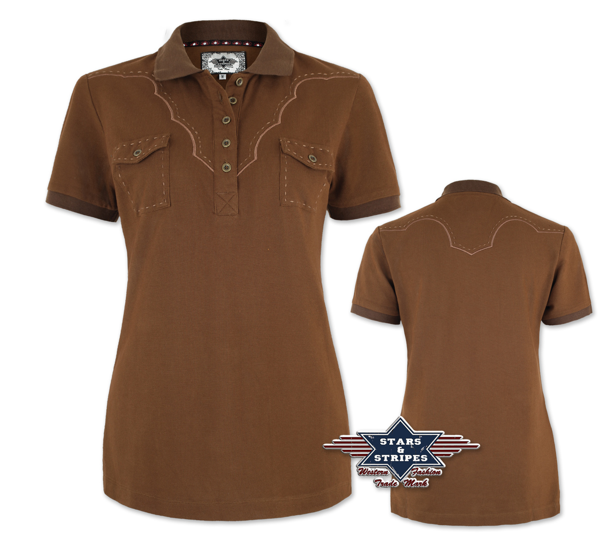 LEAH Western T-Shirt, Poloshirt brown
